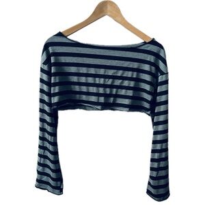 Cropped Striped Long Sleeve Blouse